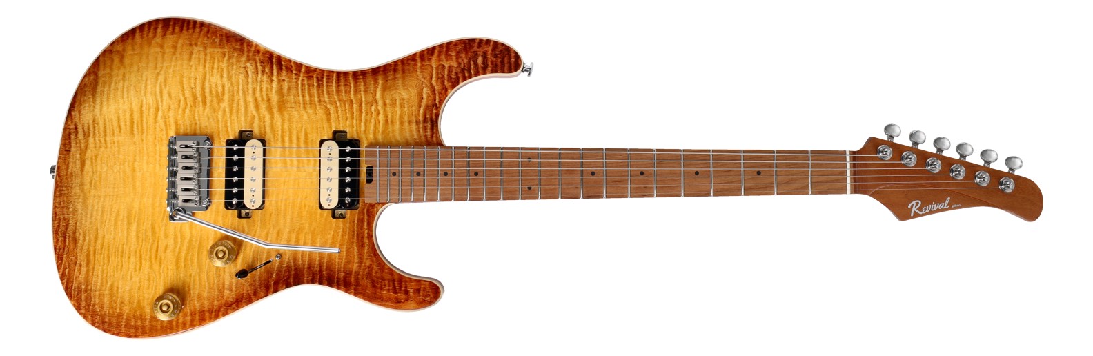 Revival Guitars Titan flagship electric guitar, flame maple top, amber sunburst finish — photo 1 of 11